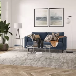 Hera 19.63'' Wide Round Side Table With Clear Glass Shelf In Satin Nickel - Hudson & Canal ST1627 -Home Haven Deals 236 st1627 4