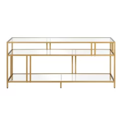 Cortland Brass Finish TV Stand With Glass Shelves - Hudson & Canal TV0488 -Home Haven Deals 236 tv0488 3
