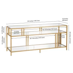 Cortland Brass Finish TV Stand With Glass Shelves - Hudson & Canal TV0488 -Home Haven Deals 236 tv0488 5