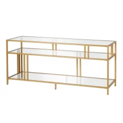 Cortland Brass Finish TV Stand With Glass Shelves - Hudson & Canal TV0488 -Home Haven Deals 236 tv0488 7