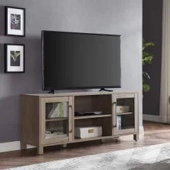 Quincy Rectangular TV Stand For TV's Up To 65" In Antiqued Gray - Hudson And Canal TV1362