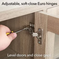 Quincy Rectangular TV Stand With Log Fireplace For TV's Up To 65" In Antiqued Gray Oak - Hudson And Canal TV1416 -Home Haven Deals 236 tv1416 13