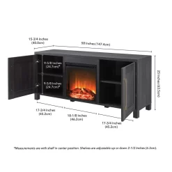 Chabot Rectangular TV Stand With Log Fireplace For TV's Up To 65" In Charcoal Gray - Hudson And Canal TV1429 -Home Haven Deals 236 tv1429 5