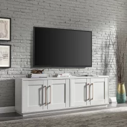 Tillman Rectangular TV Stand For TV's Up To 80" In White - Hudson & Canal TV1638