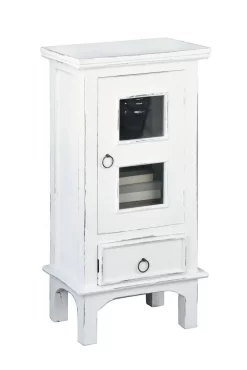 Sunset Trading Cottage One Door End Table In Distressed White - Sunset Trading CC-CHE324LD-WW