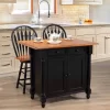 Sunset Trading Antique Black With Cherry Drop Leaf Kitchen Island With 2 Swivel Stools - Sunset Trading DLU-KI-4222-B24-BCH3PC