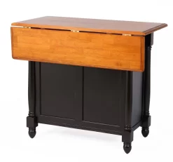 Sunset Trading Antique Black With Cherry Drop Leaf Kitchen Island With 2 Swivel Stools - Sunset Trading DLU-KI-4222-B24-BCH3PC -Home Haven Deals 237 dlu ki 4222 b24 bch3pc 5
