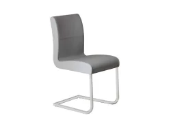 STELLA Dining Chair In Dark Gray Leather With Chrome Plated Base - Casabianca TC-2005-GR
