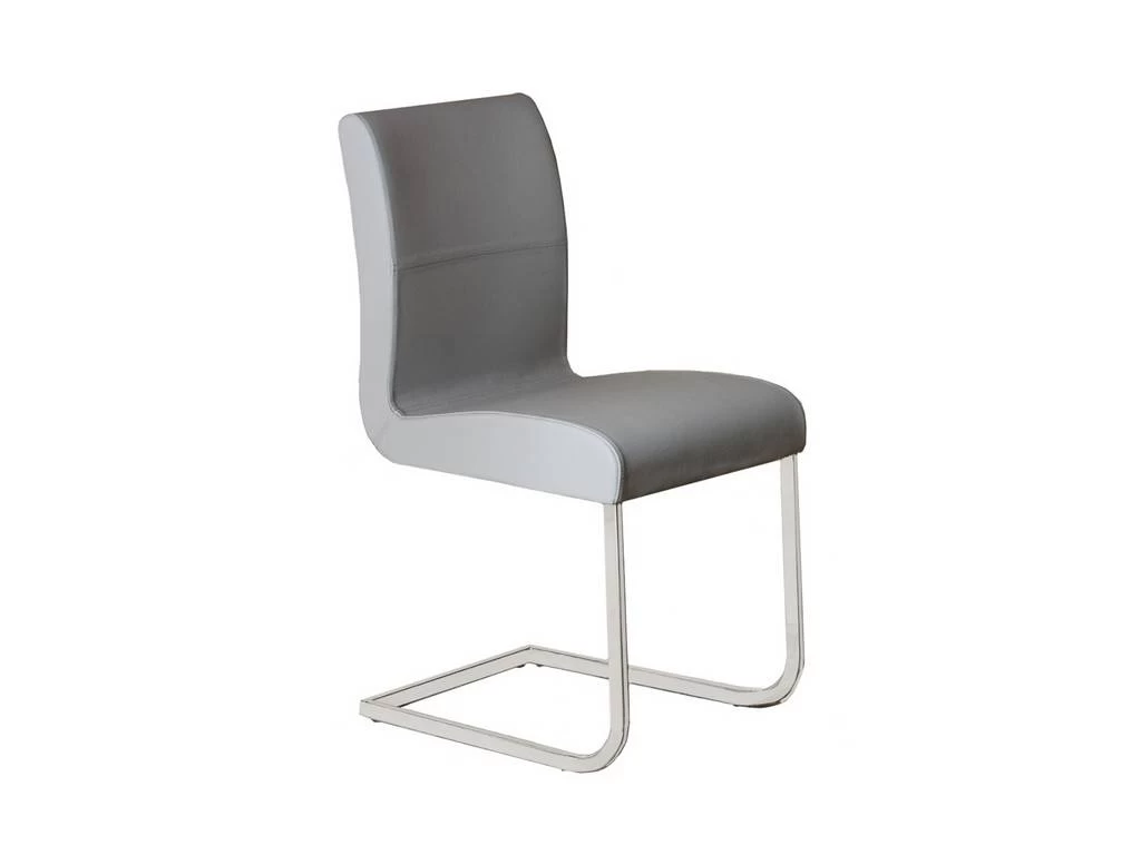 STELLA Dining Chair In Dark Gray Leather With Chrome Plated Base - Casabianca TC-2005-GR 1 STELLA Dining Chair In Dark Gray Leather With Chrome Plated Base - Casabianca TC-2005-GR