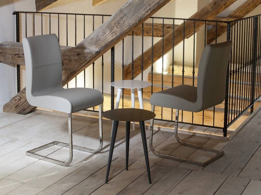 STELLA Dining Chair In Dark Gray Leather With Chrome Plated Base - Casabianca TC-2005-GR 2 STELLA Dining Chair In Dark Gray Leather With Chrome Plated Base - Casabianca TC-2005-GR - Image 2