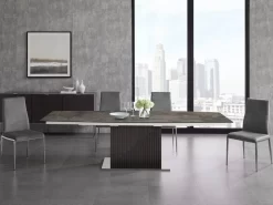 MOON Manual Frame Dining Table In Brown Marbled Porcelain Top With Dark Oak Veneer Base - Casabianca Furniture TC-MAN08OAKEMP -Home Haven Deals 240 tc man08oakemp 3