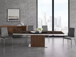 MOON Manual Frame Dining Table In Smoked Glass With Walnut Veneer Base - Casabianca Furniture TC-MAN08WALSMK 6 MOON Manual Frame Dining Table In Smoked Glass With Walnut Veneer Base - Casabianca Furniture TC-MAN08WALSMK -Home Haven Deals 240 tc man08walsmk 3