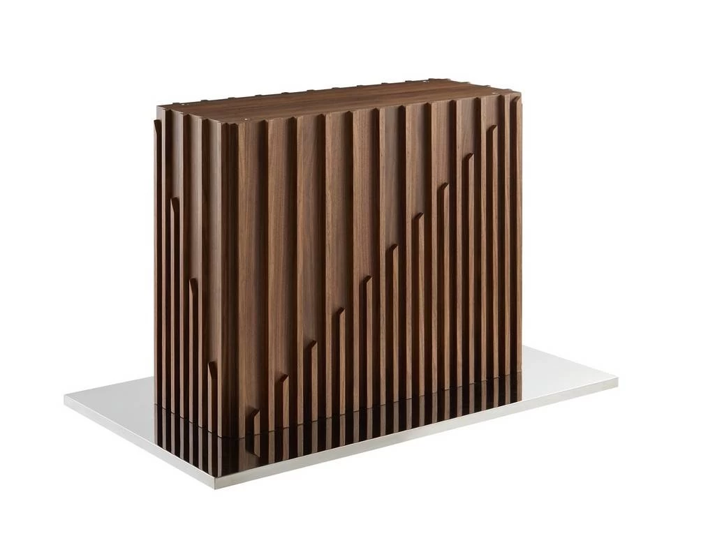 MOON Manual Frame Dining Table In Smoked Glass With Walnut Veneer Base - Casabianca Furniture TC-MAN08WALSMK 4 MOON Manual Frame Dining Table In Smoked Glass With Walnut Veneer Base - Casabianca Furniture TC-MAN08WALSMK - Image 4