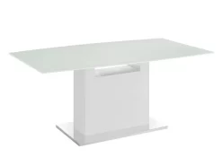 OLIVIA Non-extendable Frame Dining Table In White Glass With High Gloss White Lacquer Base - Casabianca Furniture TC-MFIX03WHTWHT