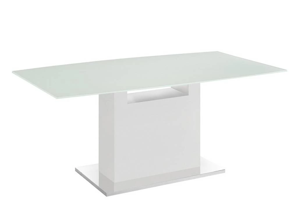 OLIVIA Non-extendable Frame Dining Table In White Glass With High Gloss White Lacquer Base - Casabianca Furniture TC-MFIX03WHTWHT 1 OLIVIA Non-extendable Frame Dining Table In White Glass With High Gloss White Lacquer Base - Casabianca Furniture TC-MFIX03WHTWHT