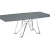 DCOTA Non-extendable Frame Dining Table In Gray Glass With Brushed Stainless Steel Base - Casabianca Furniture TC-MFIX10BSGRY