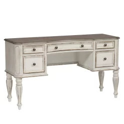 European Traditional Vanity Desk In Antique White Base W/ Weathered Bark Tops - Liberty Furniture 244-BR35 11 European Traditional Vanity Desk In Antique White Base W/ Weathered Bark Tops - Liberty Furniture 244-BR35 -Home Haven Deals 244 br35 2