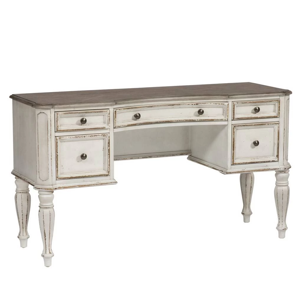 European Traditional Vanity Desk In Antique White Base W/ Weathered Bark Tops - Liberty Furniture 244-BR35 3 European Traditional Vanity Desk In Antique White Base W/ Weathered Bark Tops - Liberty Furniture 244-BR35 - Image 3