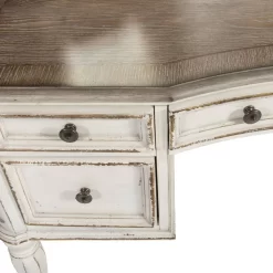European Traditional Vanity Desk In Antique White Base W/ Weathered Bark Tops - Liberty Furniture 244-BR35 12 European Traditional Vanity Desk In Antique White Base W/ Weathered Bark Tops - Liberty Furniture 244-BR35 -Home Haven Deals 244 br35 3