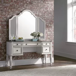 European Traditional Vanity Desk In Antique White Base W/ Weathered Bark Tops - Liberty Furniture 244-BR35 16 European Traditional Vanity Desk In Antique White Base W/ Weathered Bark Tops - Liberty Furniture 244-BR35 -Home Haven Deals 244 br35 7