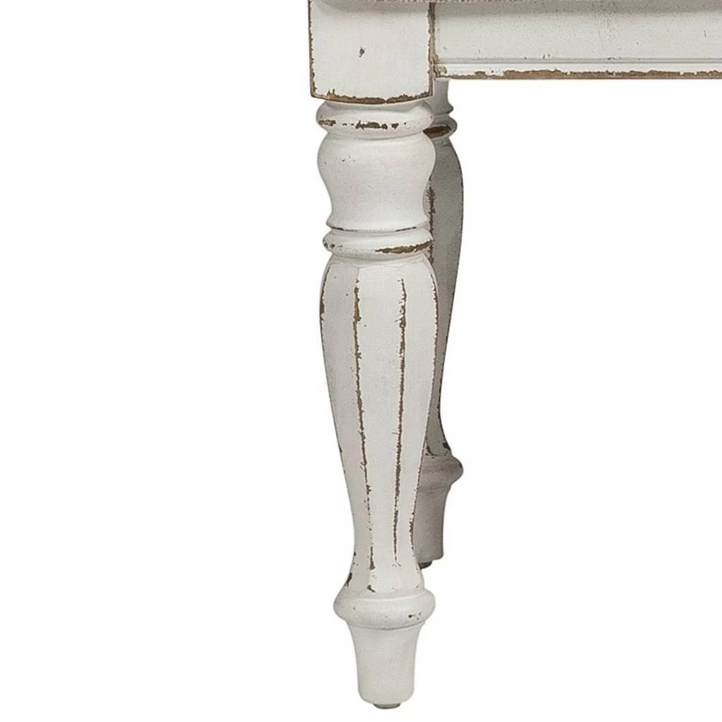 European Traditional Vanity Stool In Antique White Base W/ Weathered Bark Tops - Liberty Furniture 244-BR99 4 European Traditional Vanity Stool In Antique White Base W/ Weathered Bark Tops - Liberty Furniture 244-BR99 - Image 4