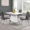 Vanessa Contemporary Pop-Up-Extendable White Glass Dining Table - Chintaly VANESSA-DT