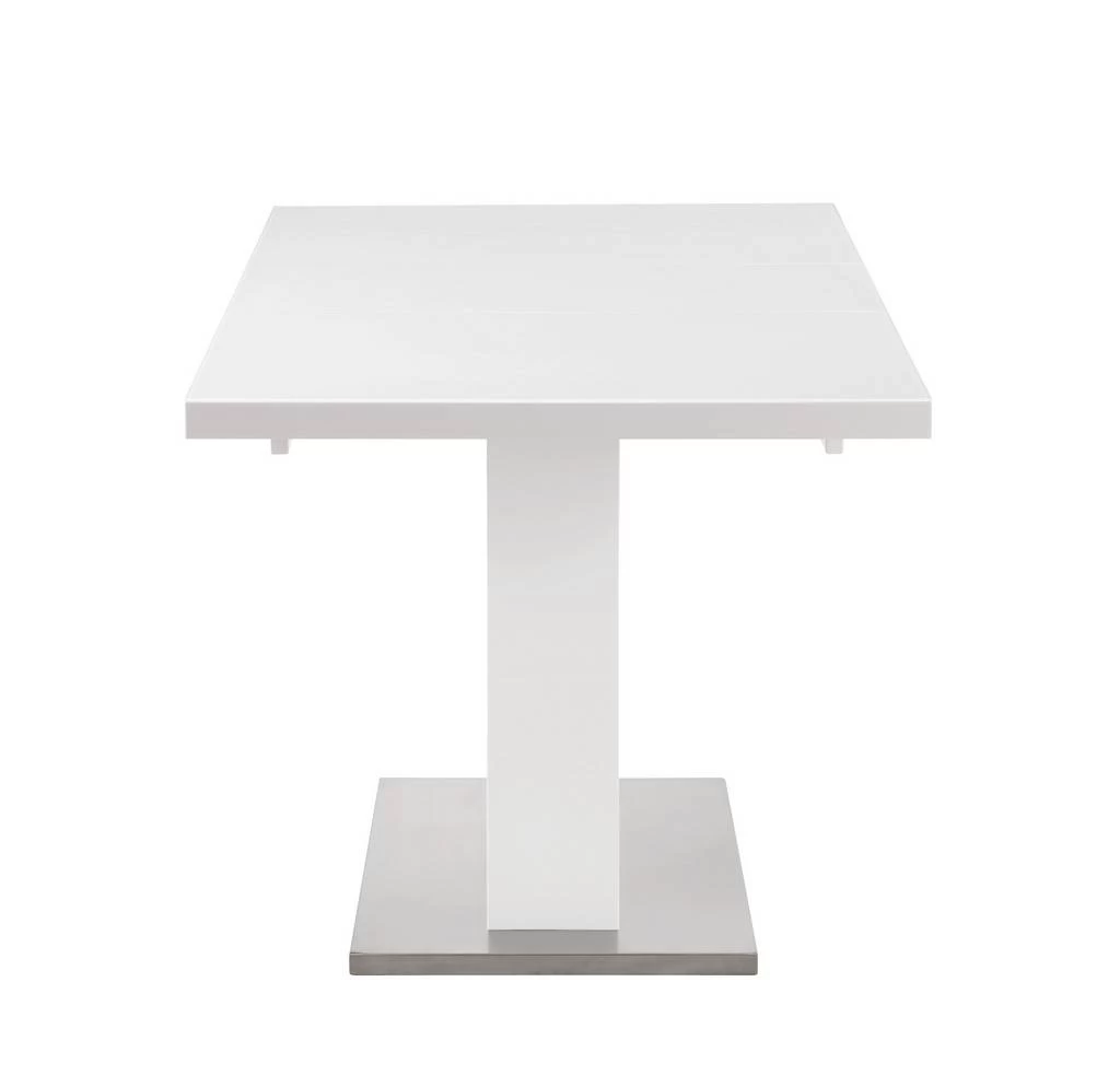 Vanessa Contemporary Pop-Up-Extendable White Glass Dining Table - Chintaly VANESSA-DT 2 Vanessa Contemporary Pop-Up-Extendable White Glass Dining Table - Chintaly VANESSA-DT - Image 2