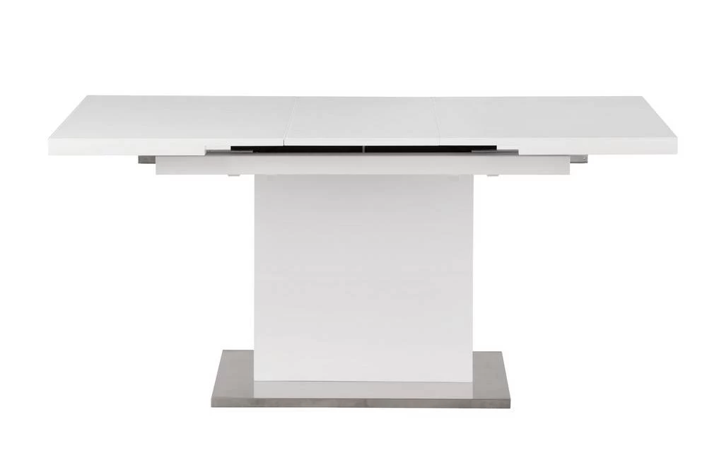 Vanessa Contemporary Pop-Up-Extendable White Glass Dining Table - Chintaly VANESSA-DT 3 Vanessa Contemporary Pop-Up-Extendable White Glass Dining Table - Chintaly VANESSA-DT - Image 3