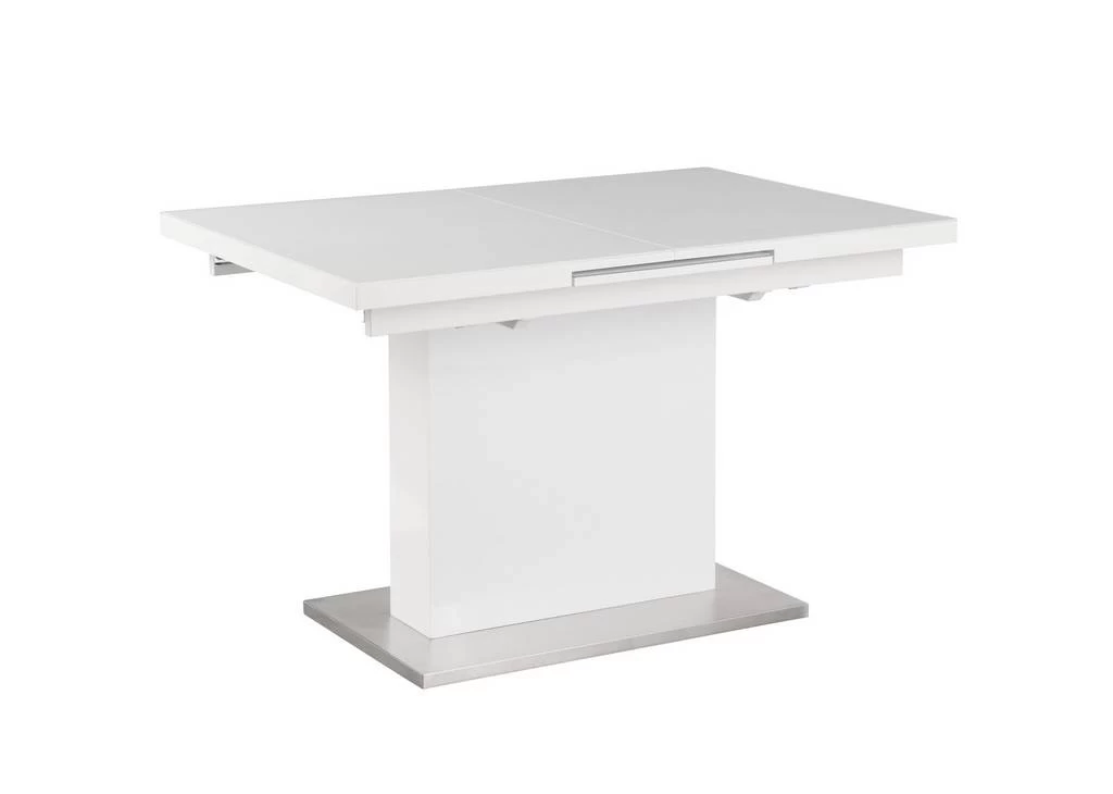 Vanessa Contemporary Pop-Up-Extendable White Glass Dining Table - Chintaly VANESSA-DT 4 Vanessa Contemporary Pop-Up-Extendable White Glass Dining Table - Chintaly VANESSA-DT - Image 4
