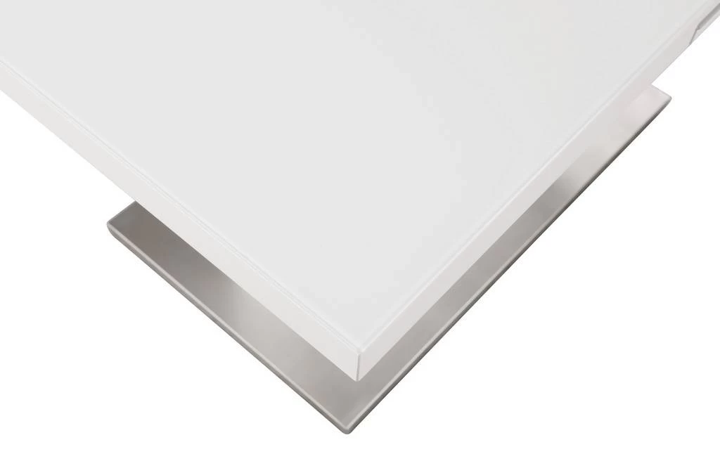 Vanessa Contemporary Pop-Up-Extendable White Glass Dining Table - Chintaly VANESSA-DT 5 Vanessa Contemporary Pop-Up-Extendable White Glass Dining Table - Chintaly VANESSA-DT - Image 5