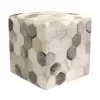 Pasargad Home Galaxy Cowhide Pouf Ottoman, Silver/Grey - Pasargad Home PTPF-192