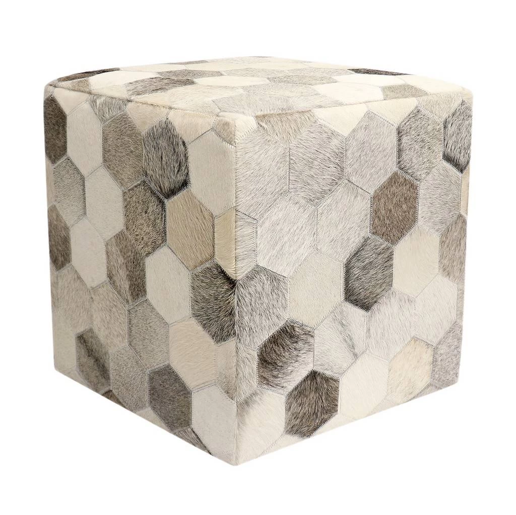 Pasargad Home Galaxy Cowhide Pouf Ottoman, Silver/Grey - Pasargad Home PTPF-192 1 Pasargad Home Galaxy Cowhide Pouf Ottoman, Silver/Grey - Pasargad Home PTPF-192