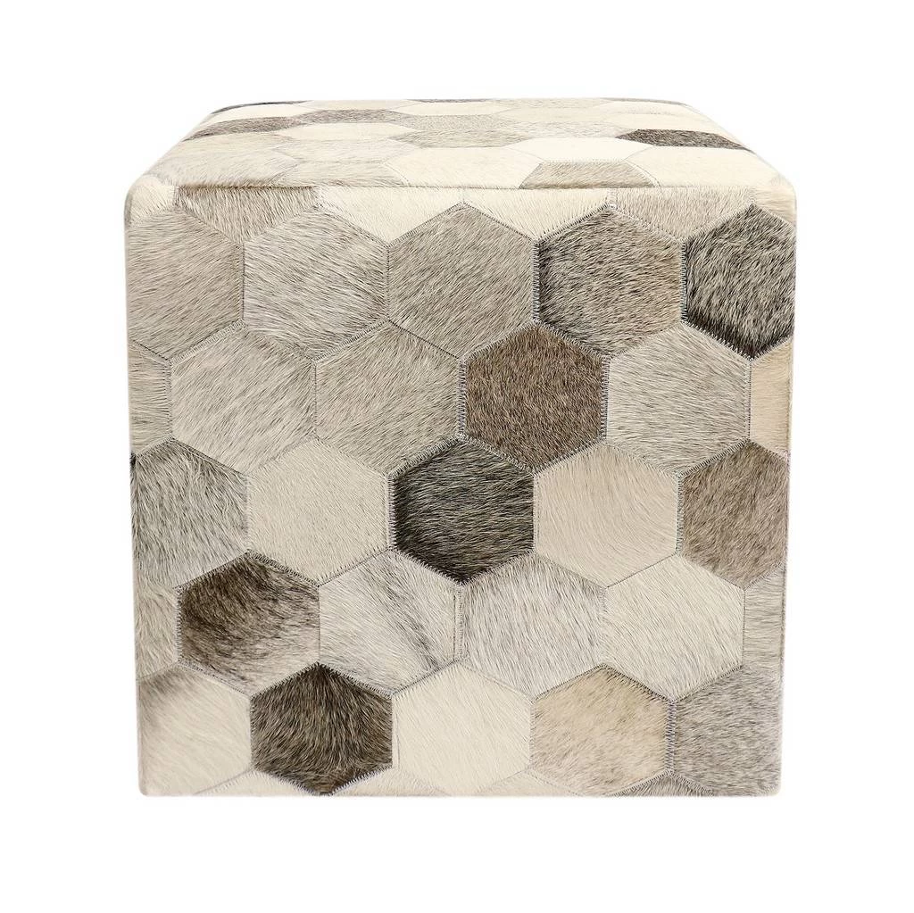 Pasargad Home Galaxy Cowhide Pouf Ottoman, Silver/Grey - Pasargad Home PTPF-192 3 Pasargad Home Galaxy Cowhide Pouf Ottoman, Silver/Grey - Pasargad Home PTPF-192 - Image 3