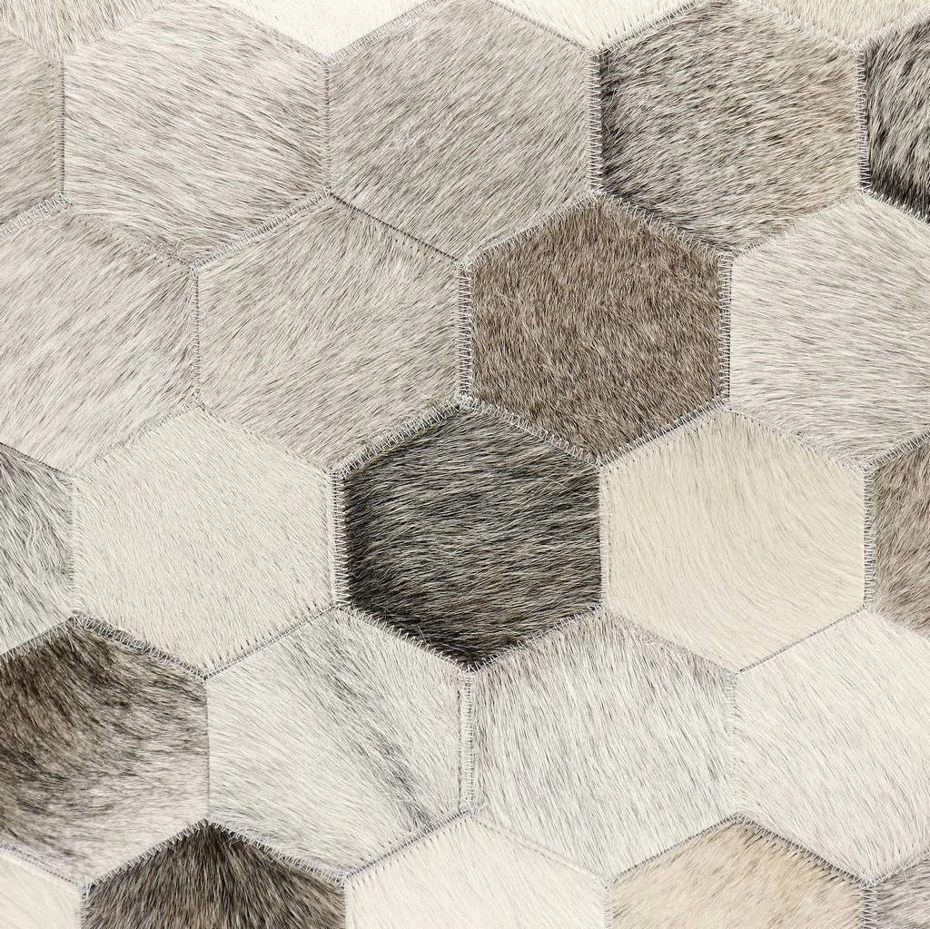 Pasargad Home Galaxy Cowhide Pouf Ottoman, Silver/Grey - Pasargad Home PTPF-192 4 Pasargad Home Galaxy Cowhide Pouf Ottoman, Silver/Grey - Pasargad Home PTPF-192 - Image 4