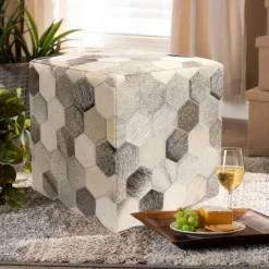 Pasargad Home Galaxy Cowhide Pouf Ottoman, Silver/Grey - Pasargad Home PTPF-192 10 Pasargad Home Galaxy Cowhide Pouf Ottoman, Silver/Grey - Pasargad Home PTPF-192 -Home Haven Deals 252 712195749182 5