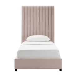 Arabelle Blush Velvet Bed In Twin - TOV Furniture TOV-B6333 -Home Haven Deals 259 tov b6333 2