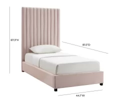 Arabelle Blush Velvet Bed In Twin - TOV Furniture TOV-B6333 -Home Haven Deals 259 tov b6333 d
