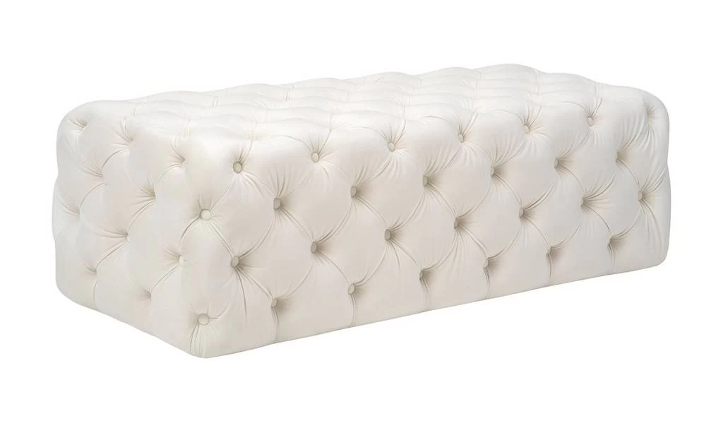 Kaylee Cream Velvet Ottoman - TOV Furniture TOV-OC6314 1 Kaylee Cream Velvet Ottoman - TOV Furniture TOV-OC6314