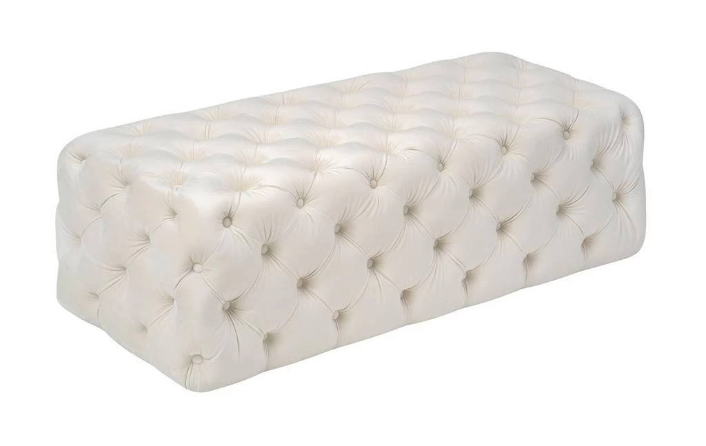 Kaylee Cream Velvet Ottoman - TOV Furniture TOV-OC6314 4 Kaylee Cream Velvet Ottoman - TOV Furniture TOV-OC6314 - Image 4