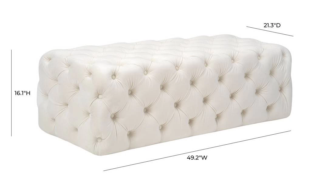 Kaylee Cream Velvet Ottoman - TOV Furniture TOV-OC6314 6 Kaylee Cream Velvet Ottoman - TOV Furniture TOV-OC6314 - Image 6