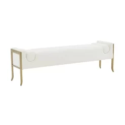 Ines Cream Textured Velvet Bench - TOV-OC68642