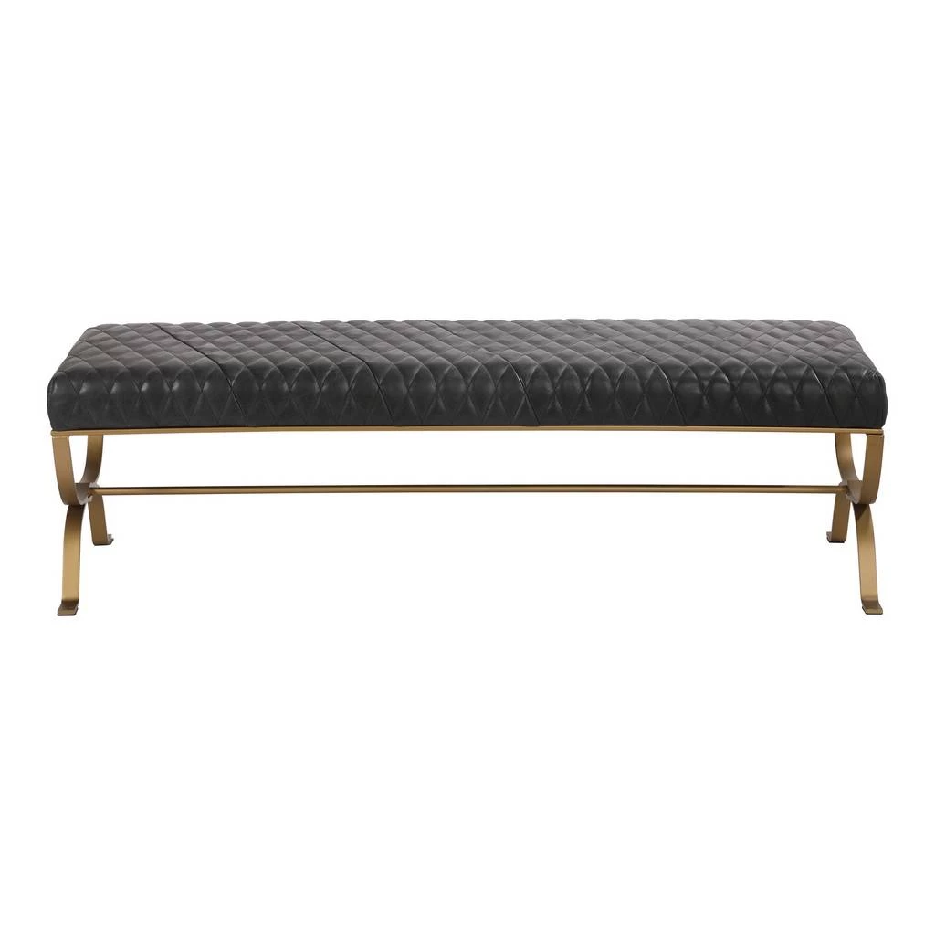 TEATRO BENCH ONYX BLACK LEATHER - Moe's Home Collection PK-1109-02 1 TEATRO BENCH ONYX BLACK LEATHER - Moe's Home Collection PK-1109-02