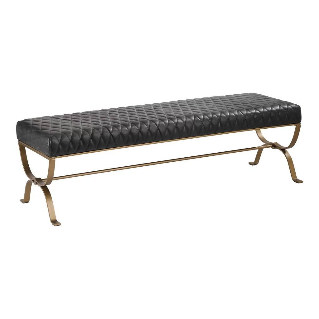 TEATRO BENCH ONYX BLACK LEATHER - Moe's Home Collection PK-1109-02 2 TEATRO BENCH ONYX BLACK LEATHER - Moe's Home Collection PK-1109-02 - Image 2