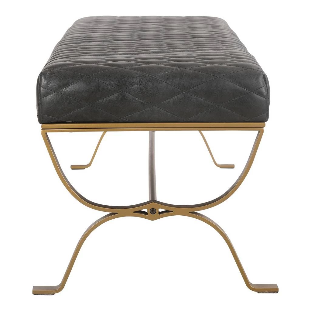 TEATRO BENCH ONYX BLACK LEATHER - Moe's Home Collection PK-1109-02 3 TEATRO BENCH ONYX BLACK LEATHER - Moe's Home Collection PK-1109-02 - Image 3