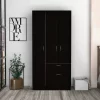 Ramblas Armoire With 2 Cabinets, 1 Drawer, 1 Hidden Drawer Shoes, Black Color - FM Furniture FM5952CLW