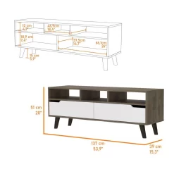 Hamburg TV Stand For TV´s Up 52", Four Legs, Three Open Shelves,Two Drawers FM Furniture FM7963RBB 6 Hamburg TV Stand For TV´s Up 52", Four Legs, Three Open Shelves,Two Drawers FM Furniture FM7963RBB -Home Haven Deals 267 fm7963rbb 3