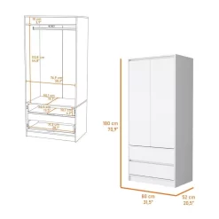 Avra 2 Drawers Armoire, 2-Door, Hanging Rod - FM Furniture FM8960CLB -Home Haven Deals 267 fm8960clb 4