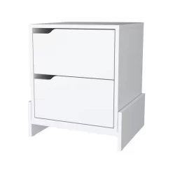 Lovell Nightstand With Sturdy Base And 2-Drawers, White - FM Furniture FM9009MLB