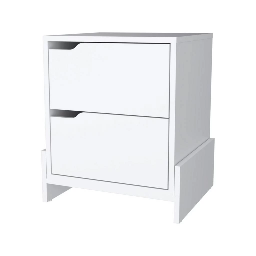 Lovell Nightstand With Sturdy Base And 2-Drawers, White - FM Furniture FM9009MLB 1 Lovell Nightstand With Sturdy Base And 2-Drawers, White - FM Furniture FM9009MLB
