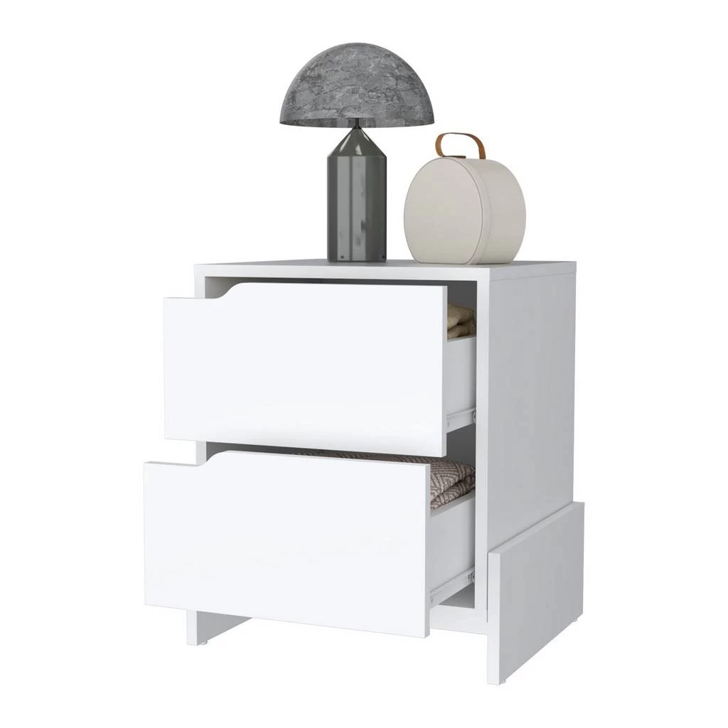 Lovell Nightstand With Sturdy Base And 2-Drawers, White - FM Furniture FM9009MLB 7 Lovell Nightstand With Sturdy Base And 2-Drawers, White - FM Furniture FM9009MLB - Image 7